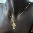 thumbnail image 2 of Gold Plated Zircon Cross Pendant Necklace for Women Religious Jewelry Valentine Gift 18K Gold Plated Chain 1 Piece, 2 of 5