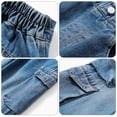 thumbnail image 4 of CPNG Teen Girls Solid Color Baggy Leg Wide Leg Denim Pants Trendy Loose Casual Denim High Waist Cargo Pants(Blue,9-10 Years), 4 of 9