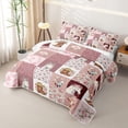 thumbnail image 3 of meiyoeat Farm Animal Horse Cow Quilt Full,Romantic Pink Flowers Full Bedspread Sets For Girl,3 Pieces, 3 of 7