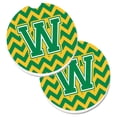 thumbnail image 1 of Letter W Chevron Green & Gold Set of 2 Cup Holder Car Coaster, 1 of 1
