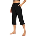thumbnail image 5 of Golf Athletic Women High Waist Lightweight Stretch Capri Pants, Breathable Cropped Yoga Work Trousers with Storage Pockets Training Outdoor Travel Bottoms Black M(M), 5 of 6