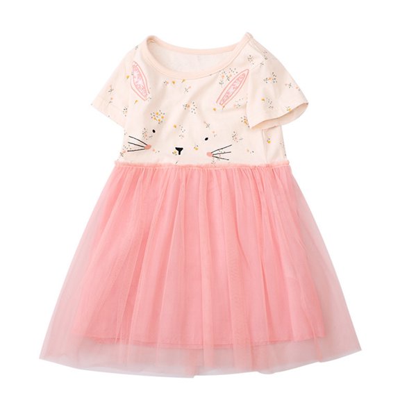 Qudderr Kids Toddler Rainbow Tulle Princess Dress 2-8 Years Girls Printed Dress Baby Girls Summer Mesh Sundress Skirt