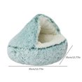 thumbnail image 2 of Cama de felpa para mascotas, cojín redondo para gatos, cesta para casa de gatos, bolsa de dormir (verde 35*35cm), 2 of 2