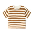 thumbnail image 4 of Zpanxa T-Shirts pour Garçons à Rayures Col Rond Manches Courtes Tee Été Décontracté Vêtement d'Extérieur Haut en Coton 13-14 Ans, 4 of 7