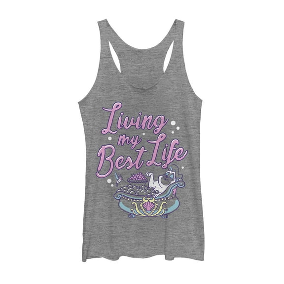 Women's Pocahontas Percy Best Life  Racerback Tank Top Gray Heather 2X Large