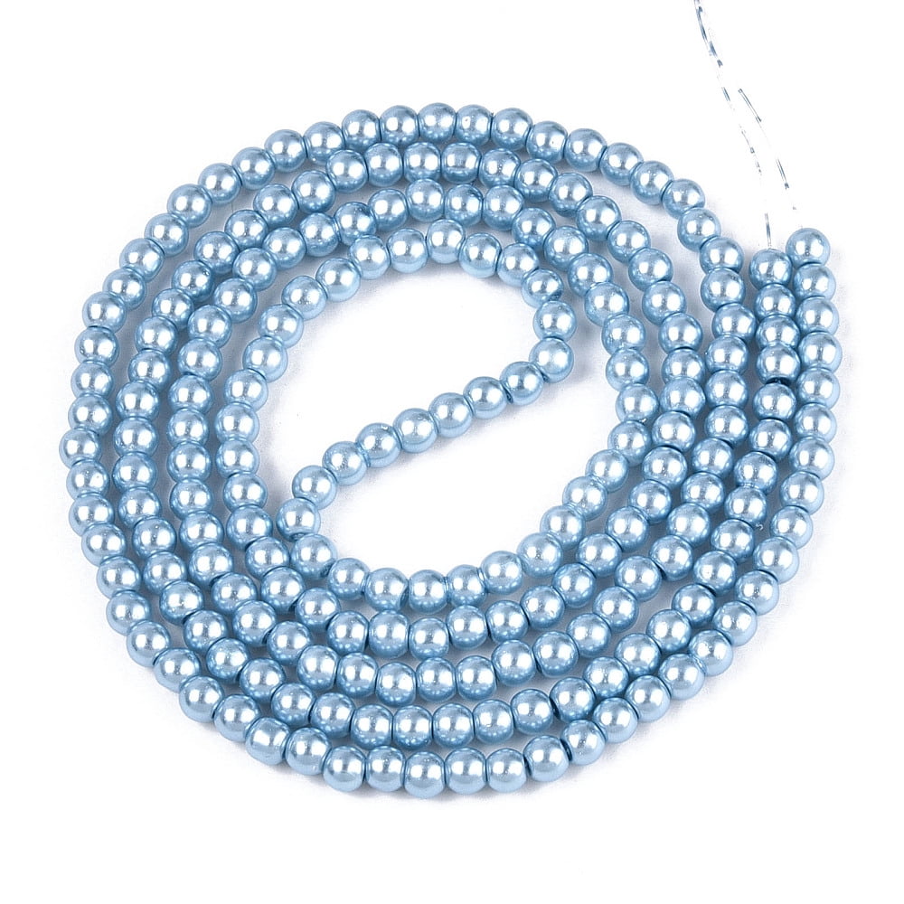 Baking Painted Pearlized Glass Pearl Round Bead Strands Light Sky Blue 4~5mm Hole: 1mm about 200~210pcs/strand 31.4 inch