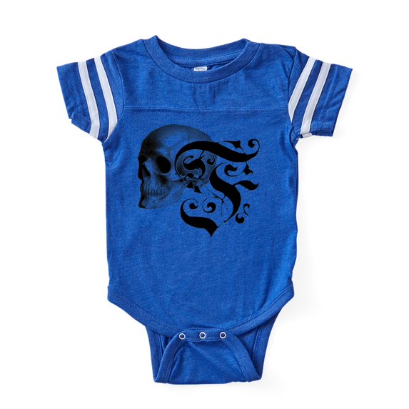 CafePress - Gothic Skull Initial F - Cute Infant Baby Football Bodysuit
