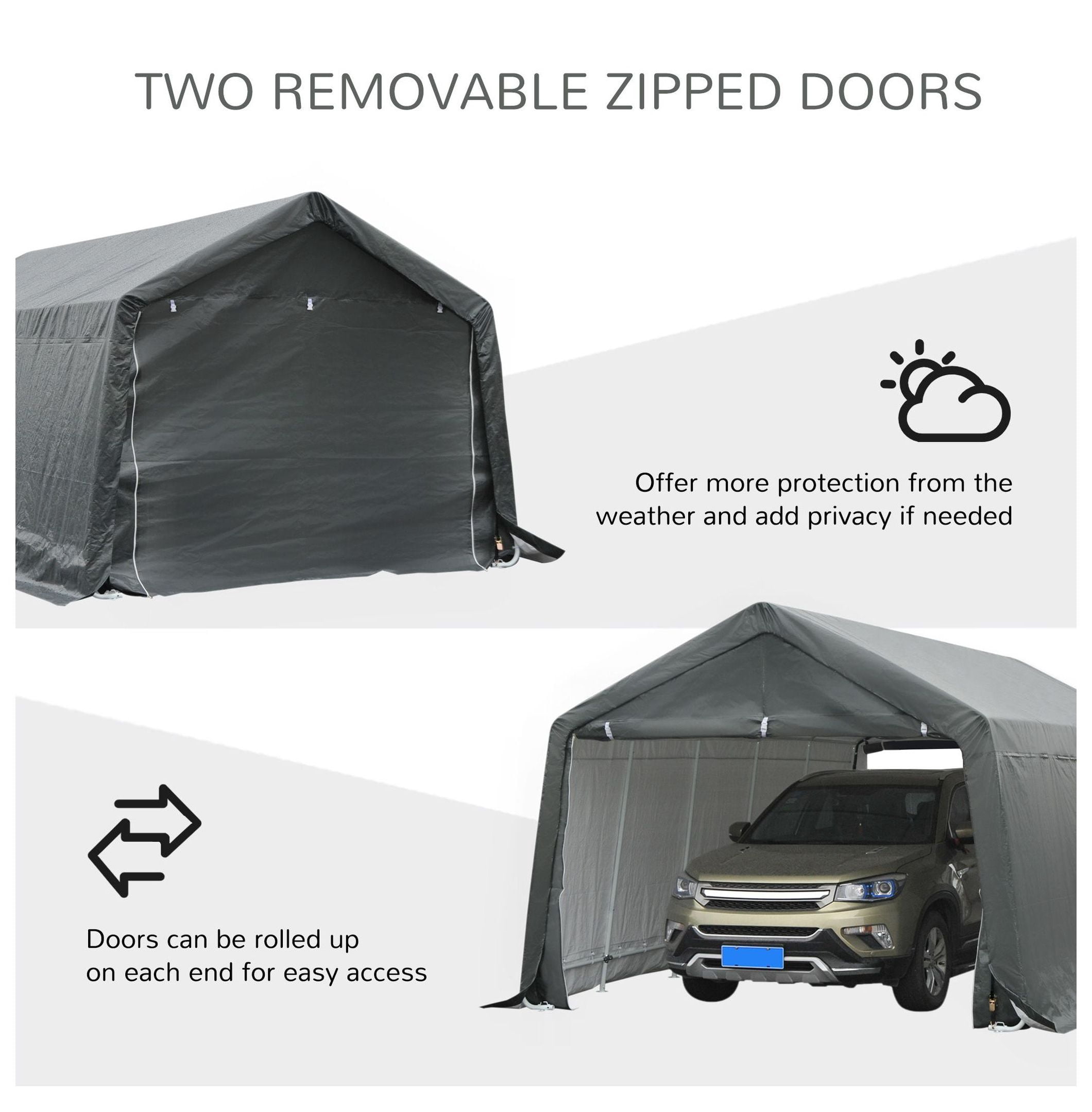 12x20 Carport Canopy - Heavy Duty Waterproof Shelter for Vehicles - Portable Car Cover with Steel Frame & UV Protection - Gray