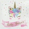 6 1/2" x 6 1/2" 2 Ply Unicorn Baby "Baby Shower" Luncheon Napkins, Pack of 16, 2 Packs