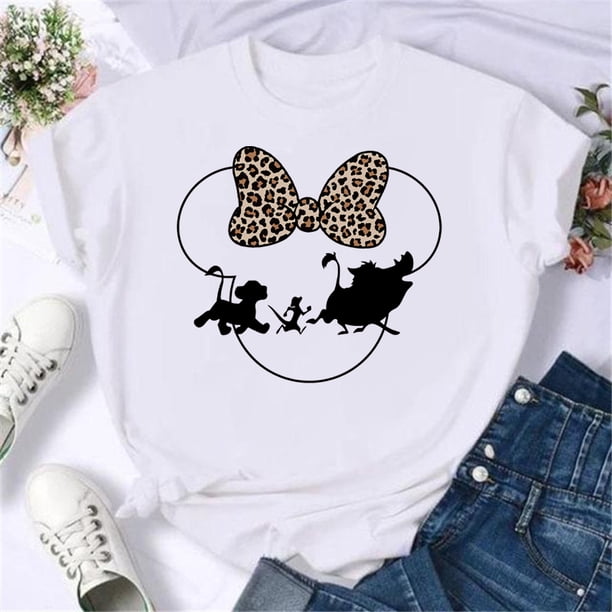 Camiseta con estampado de letras divertidas de Hakuna Matata para mujer, camisetas gráficas Kawaii de dibujos animados de Disney el Rey León, camiseta informal Harajuku para mujer