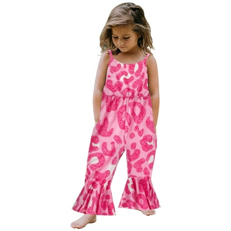 

ZRBYWB Toddler Girls Romper Summer Sleeveless Jumpsuit Leopard Print Outwear For Girls Romper Clothes Fashion Baby Clothing
