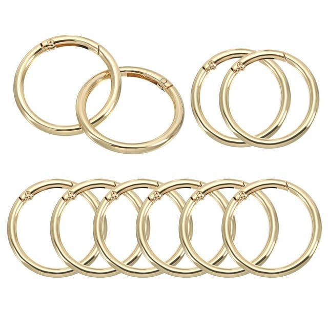 Unique Bargains Anneaux à Ressort O de 48 mm, Fermoir Rond, Clip, Gâchette, Ressort à Pression, Porte-Clés, Ton Or, Lot de 10