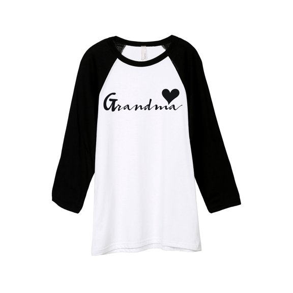 Thread Tank Grandma Heart Unisex 3/4 Sleeves Baseball Raglan White Black Small