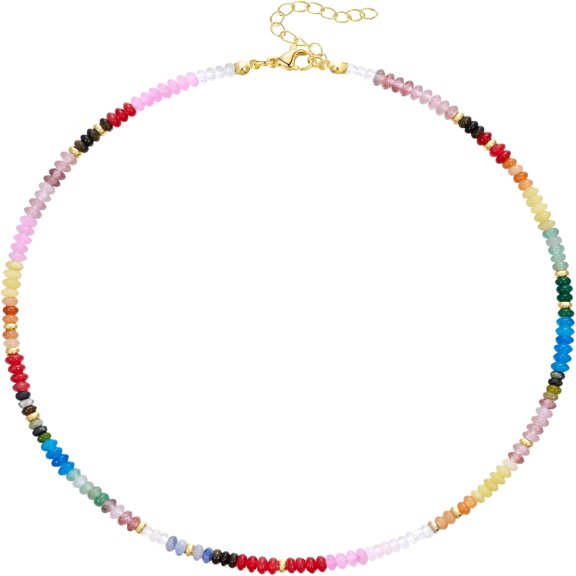 DESIGNICE Beaded Necklace for Women, Colorful Gemstone Boho Bead Choker for Beach, Trendy Summer Natural Stone Jewelry Gifts