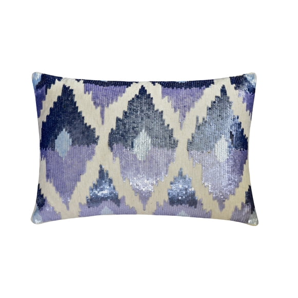 The HomeCentric Housse de Coussin Lombaire Décorative Bleue 12"x14 Pouces (30x35 cm), Lin Paon, Sequins & Ombré, Motif Abstrait Style Moderne - Candice