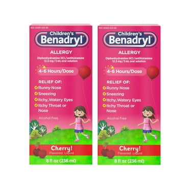 2 Pack - Benadryl Children's Allergy Liquid Cherry 8oz Each
