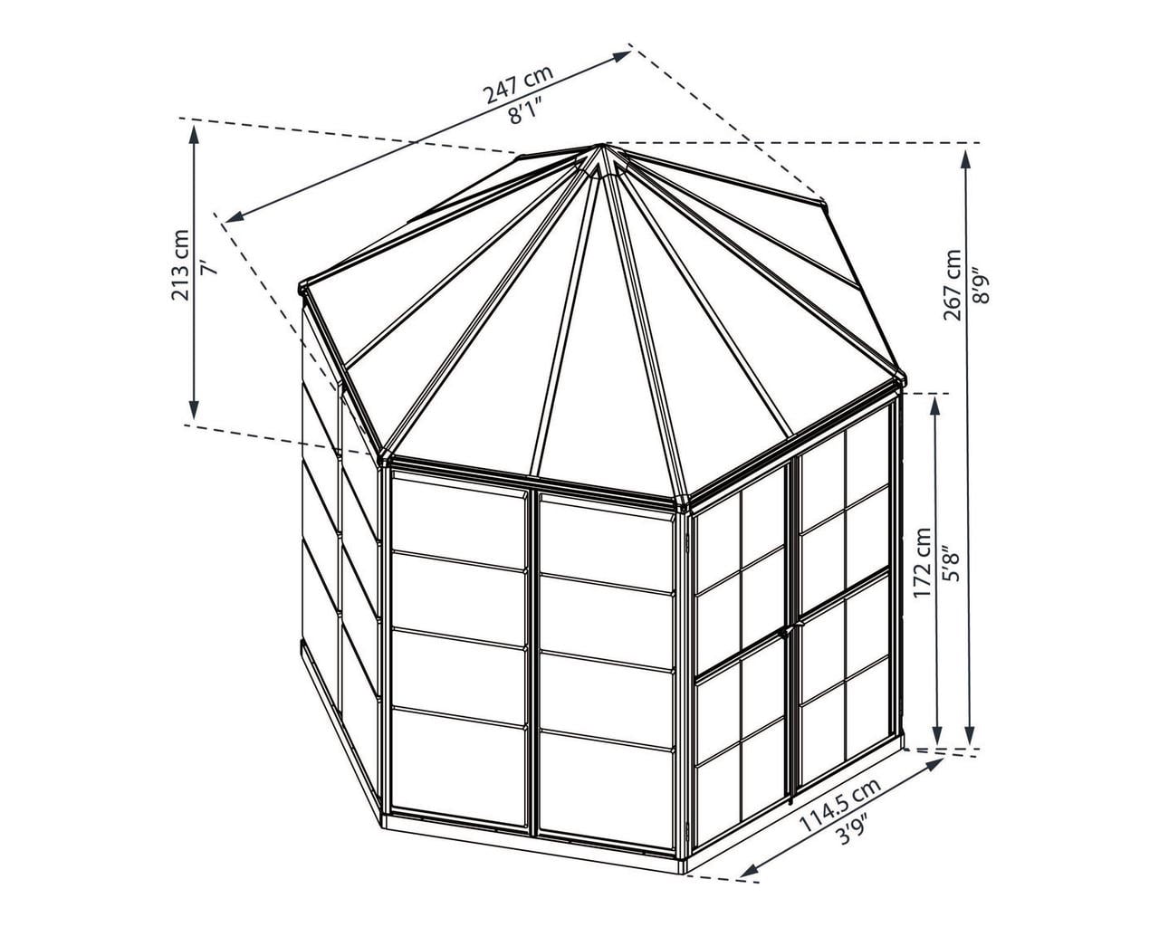 Palram - Canopia Oasis 7' x 8' Walk-In Hexagonal Greenhouse - Gray - with Louver Window