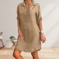 thumbnail image 2 of Vestido Midi Elegante de Algodón y Lino Para Mujer FLhrweasw, 2 of 7
