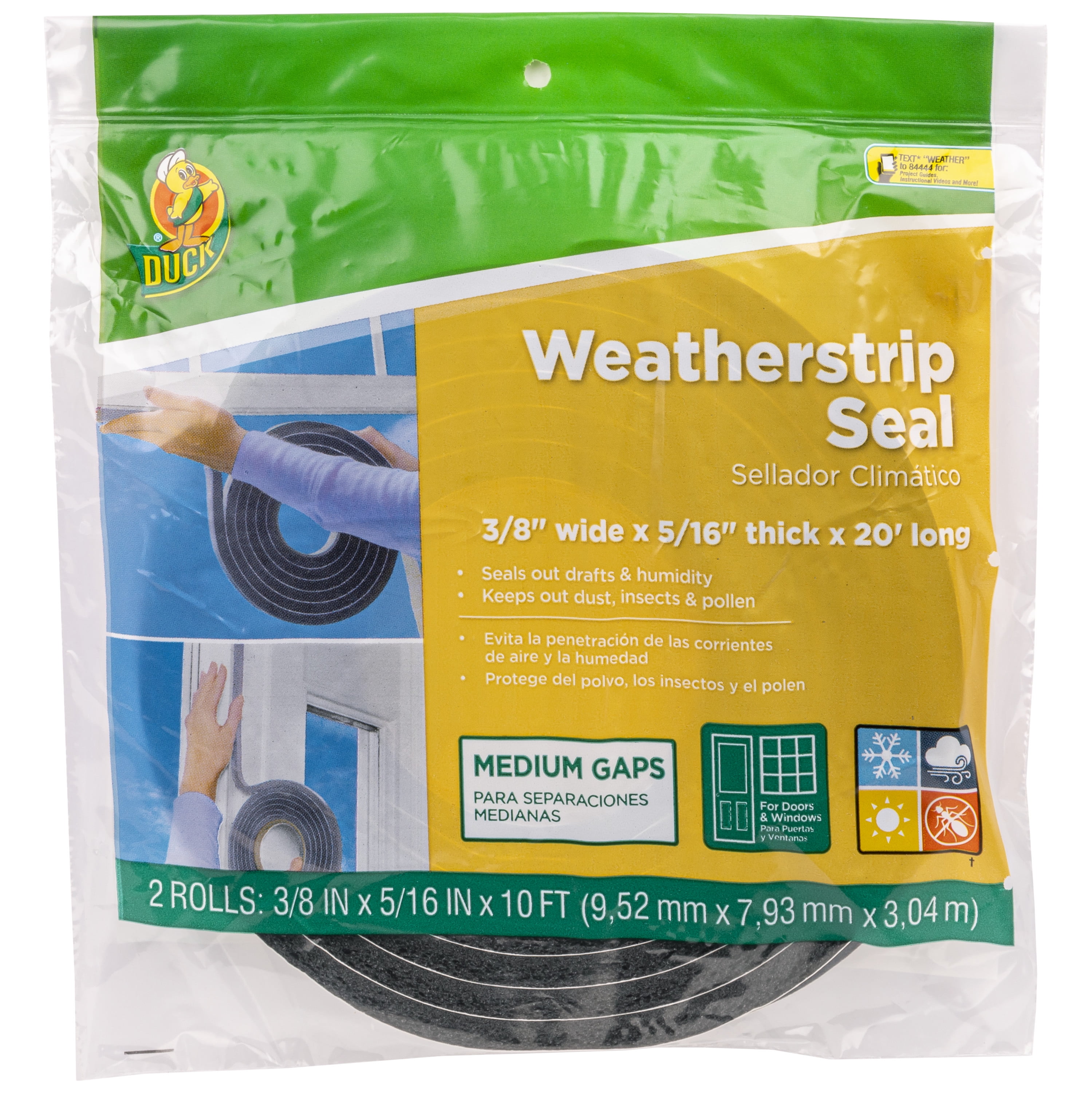 Dustproof x 17 ft Window Door Foam Weatherstrip Tape Self-adhesive Seal 3/8 in 