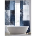 thumbnail image 5 of Navy Blue Grey Sheer Curtains 84 Inches Long 2 Panels Abstract Painting Art Modern Graffiti Geometric Light Filtering Semi Sheer Window Curtains Drapes for Bedroom Living Room 52"x84", 5 of 7