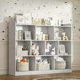 thumbnail image 5 of DIYART White Wood Bookcase with 3 Tier Open Shelves, 10-Cube Storage Shelf, 43.3" W x 35.4" H, 5 of 7
