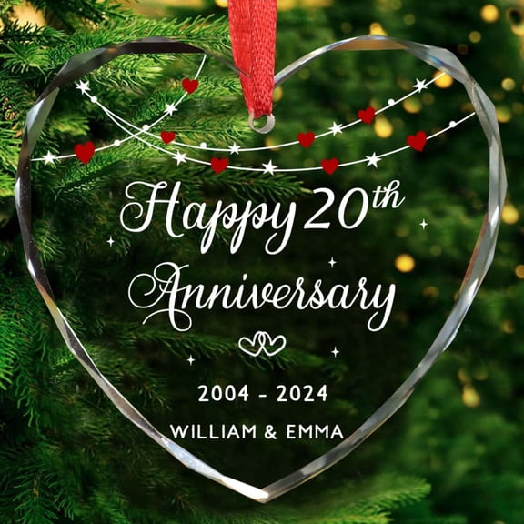 Personalized 20th Wedding Anniversary Ornament - 20 Years Anniversary for Mom, Dad - 20 Year of Marriage - Happy 20th Wedding Gifts for Couple, Parents, Wife, Husband, Mr, Mrs, Women, Men
