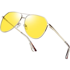 Kanastal Pilot Night Driving Glasses, Gold Metal Frame UV400