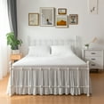 Queen Size White Ruffled Bed Skirt with Split Corners, 18 Inch Drop and