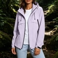 thumbnail image 2 of Fall Jackets for Women Waterproof Windbreaker Zip Up Hooded Outdoor Rain Jacket with Multi Pockets for Hiking Travel Workwear, 2 of 9