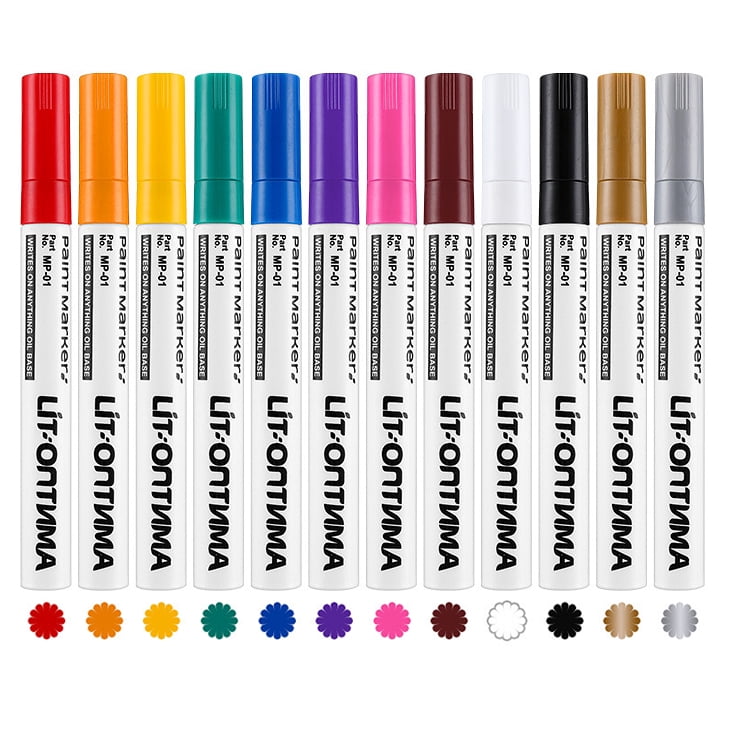 Uposao 12 Colors Tyre Paint Pens Waterproof Permanent Painting Marker