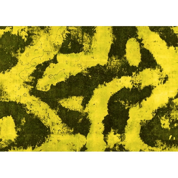 Ahgly Company Machine Washable Indoor Rectangle Abstract Yellow Modern Area Rugs, 2' x 4'