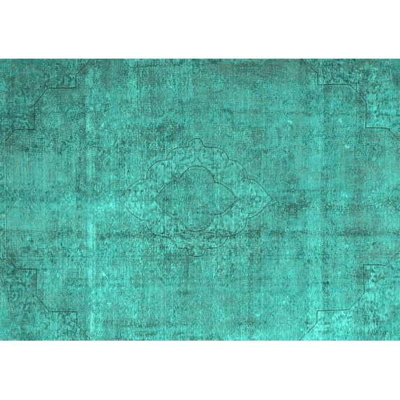Ahgly Company Machine Washable Indoor Rectangle Persian Turquoise Blue Traditional Area Rugs, 8' x 10'