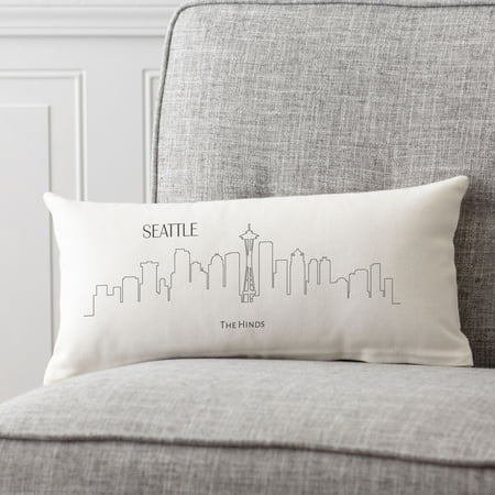 Personalized Seattle Cityscape Lumbar Throw Pillow