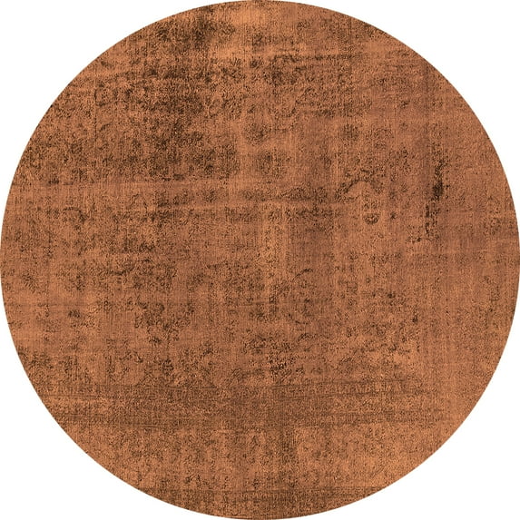 Ahgly Company Indoor Round Oriental Orange Industrial Area Rugs, 7' Round