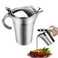 thumbnail image 4 of Stainless Steel Gravy Boat With Hinged Lid And Pouring Lever For Sauce And Syrup In Brushed Silver Finish, 4 of 7