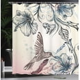 thumbnail image 4 of Ambesonne Nature Shower Curtain, Vintage Birds Flowers, 69"Wx75"L, Teal Brown, 4 of 5
