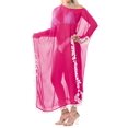 thumbnail image 2 of HAPPY BAY Women's Summer Loungewear Sheer Solid Casual Cover Up Relaxed Caftan Maxi Dresses for Women Plus Size XL-XXL Pink, Pom Pom Lace, 2 of 5