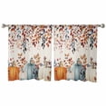 thumbnail image 2 of Orange Blue Pumpkins Semi Sheer Curtains 54 Inch Length 2 Panels Set, Thanksgiving Fall Leaves Farmhouse Sheer Kitchen Curtain Privacy Voile Window Curtain for Living Room Bedroom Rod Pocket Drapes, 2 of 7