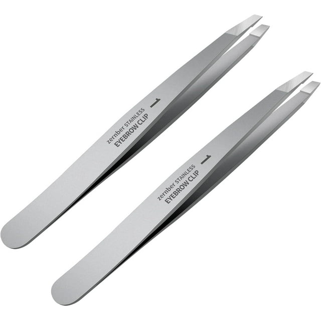 Ensemble de Pinces Shiqi - Pinces en Acier Inoxydable Professionnelles, Meilleures Pinces de Précision pour Modeler les Sourcils, Grands Outils de Beauté pour Poils du Visage, Poils Incarnés, Élimination des Points Noirs (2 Pcs Pince Inclinée)