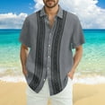 thumbnail image 2 of Lumtrix Cuban Guayabera Shirts for Men Short Sleeve Casual Button Down Hawaiian Shirt Band Collar Beach Camp Mexican Shirt Dark Gray L, 2 of 4