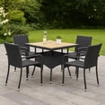 thumbnail image 6 of Outdoor Dining Table, 31 Inch Square Acacia Wood Top Black Rattan Base, 6 of 9