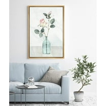 PixonSign Framed Canvas Print Wall Art Purple Flowers in Glass Vase Floral Wilderness Illustrations Modern Art Chic Colorful Multicolor Pastel for Living Room, Bedroom, Office - 16"x24" Natural