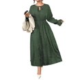 thumbnail image 2 of Women V Neck Short Sleeve Tied Elegant Casual Daily Dress Green 4XL, 2 of 8