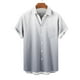 thumbnail image 4 of Blusa y camisa de manga corta con cuello vuelto para hombre, blusa informal de moda con cuello vuelto, estampado degradado, camisa de manga corta con botones, blusa de poliéster para hombre, 4 of 6