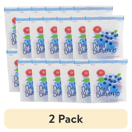 (2 pack) Cherry Bay Orchards - Dried Blueberries - Pack of 12 - 6oz Bags - 100% Domestic, Natural, Kosher Certified, Gluten-Free, and GMO Free