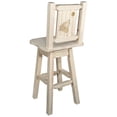 thumbnail image 3 of Homestead Collection Counter Height Barstool w/ Back & Swivel w/ Laser Engraved Wolf Design, Ready to Finish, 3 of 11