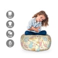 thumbnail image 2 of Tea Party Storage Toy Bag Chair, Old Fashioned Hand Drawing Style Creamy Cupcakes Mugs Coffee Drinks Hearts, Stuffed Animal Organizer Washable Bag, Large Size, Multicolor, by Ambesonne, 2 of 3