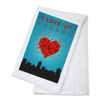 

I Love You Fresno California (100% Cotton Tea Towel Decorative Hand Towel Kitchen and Home)