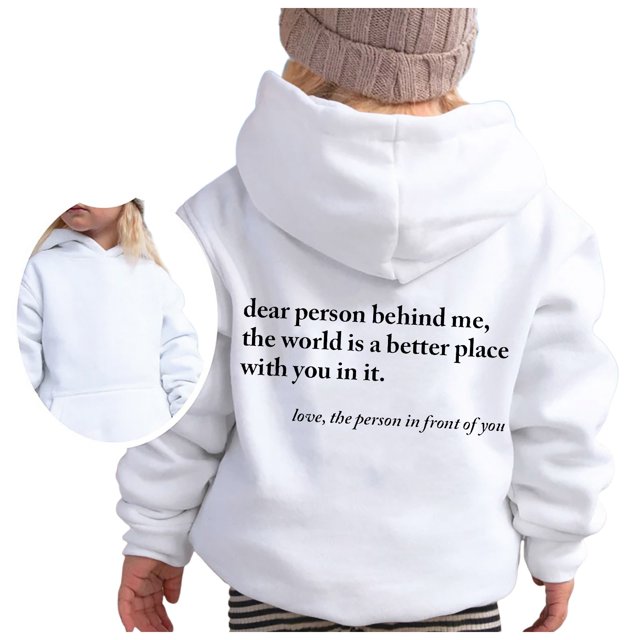PMVFHDE Liquidation Chandails en Molleton Col Rond Filles Chandail à Capuchon Manches Longues Chandail en Molleton Doux Graphique Hoody Enfants Mignon Pulls Haut Vêtements pour Filles Blanc,100