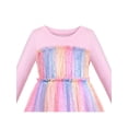 thumbnail image 4 of Girls Dress Sequin Stripe Ruffle Fairy Rainbow Colorful Long Sleeve 3 Years, 4 of 6